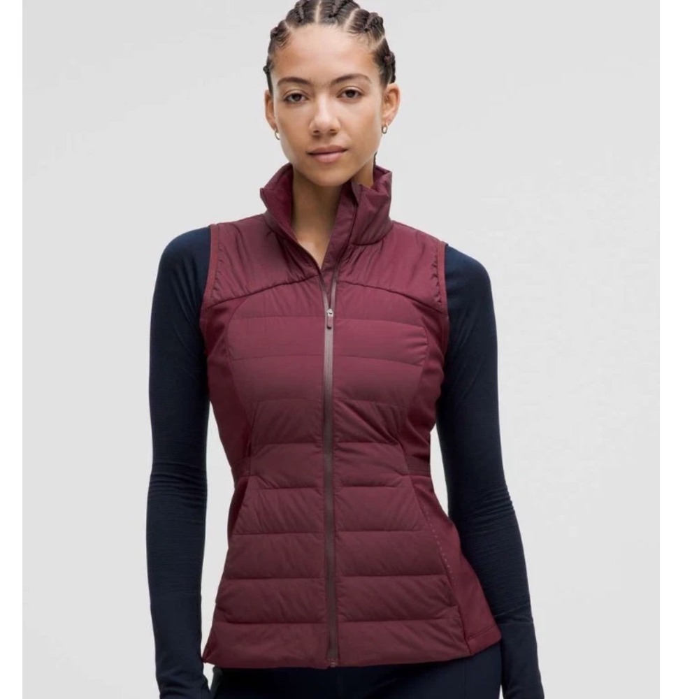 Lululemon Down for It All Vest Burgundy Wine Quilted Puffer Womens Size 4 I09